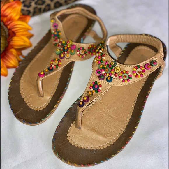 🌻5/$25🌻EMERY ROSE Beaded Decor Slingback Thong Sandals | Size 41 | SHEIN - Picture 2 of 6